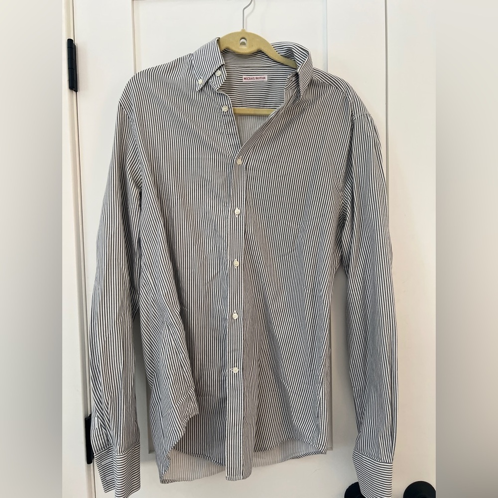 Michael Bastian Black and White Striped Shirt